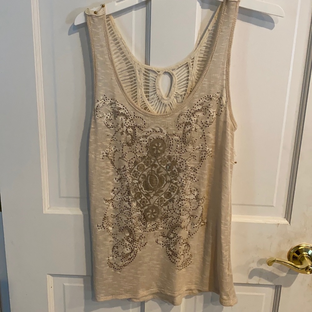 Cream medium tank knit material